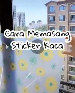 Stiker kaca jendela 45 cm x 1 meter flower blue