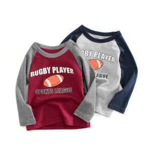1-9 Years Baby Boys Long Sleeve Rugby Print T-shirt Sports Top Daily Casual Wear Costume
