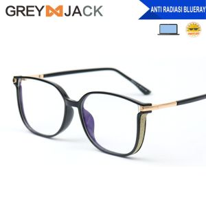 Grey Jack Kacamata Antiradiasi Blueray Tr90+Metal Bisa Lensa Minus Style Kotak Model Semi Kotak Terbaru Fashion Wanita  30121