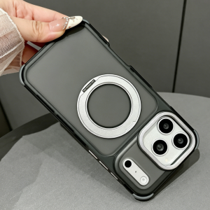Luxury Translucent Armor Stand Magne For Magsafe Case For iPhone 17 16 15 14 13 12 11 Pro Max Wireless Charging Glossy Cover