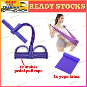 Workout Exercise Gym Set In House Training 4 Tube Pedal Pull Rope Yoga Latex Resistance Band