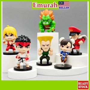 Street Fighter Figurine (Quality) Cake Topper Mainan Budak Lelaki Koleksi Action Figure Ryu Ken Chun-li Blanka