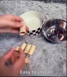 Stainless Steel Bowl Simple Polka Dot Cat Bowl Removable Elevated Dog Bowl Bottom Non-Slip Mat
