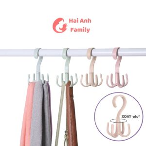 Móc treo đồ thông minh xoay 360 độ treo cà vạttreo khăn choàng dậy nịt túi xách tiết kiệm không gian tủ đồ