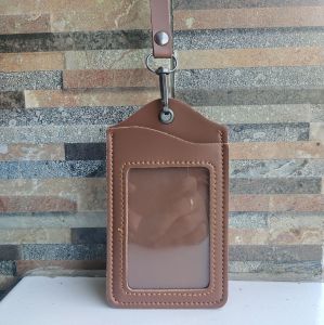 Name Tag Kulit Id Card holder Kulit Lanyard Kulit 2 Slot Termurah Berkualitas NTS036