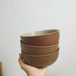 ถ้วย ถ้วยเซรามิค 6 นิ้ว แพ็ค3ใบ ชามเซรามิค รุ่น ทับน้ำตาล ชามมินิมอล ชามคาเฟ่ เข้าไมโครเวฟได้