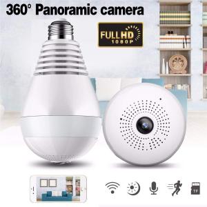 V380 PRO V13-B 1080P 360 Degree VR Starvis Fish-Eye Panoramic CCTV Camera Night Vision Two-way Audio Wireless Wifi LED Light Bulb Wireless Spy Hidden IP Security Cam Cctv Camera Connect To Cellphone With Voice