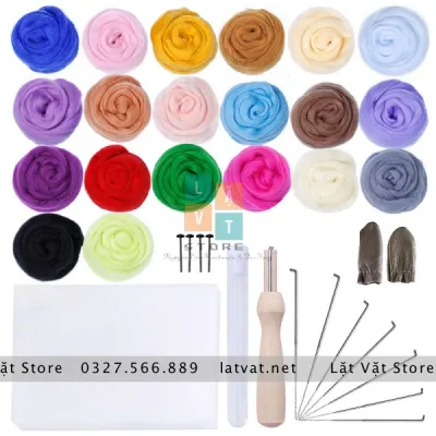[HCM]Combo len chọc 20 màu dành cho người mới bắt đầu có kèm dụng cụ - Combo needle felting