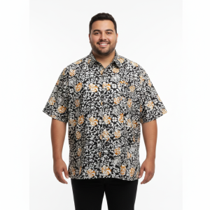 Exclusive Batik Short Sleeve Shirt (XXXL Size)- 100% Genuine Handmade Batik - Hand-Stamped