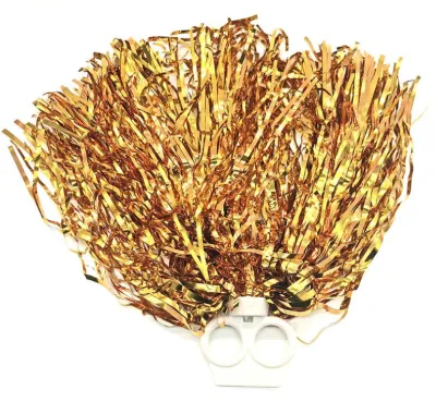 1 Pair Metallic Foil Cheerleading Pom Poms Party Festive Decoration Colorful School Sports Pompoms