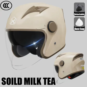 🔥ICC Sticker🔥Motorcycle Helmet Double Mirror Half Face With Visor Capac Lens Visors With Wind Protection Original Helmet Half Front Double Visor helmet full face for Men and Women Open Face Motorcycle Helmet motorcycle helmet double sun visor medium rid