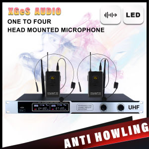 Professional wireless microphone 2 / 4 channel headset mic one -click switch frequency all metal home karaoke stage KTV special 2 / 4 PCS Receive distance within 100 meters UHF True sound quality