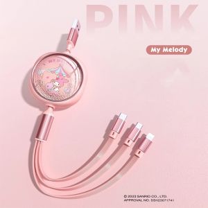 Sanrio License Family Series 3 in 1 Telescoping Charging Date Line Type-C / Lighting / Micro with Fast Charging of 66W