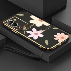 YBD Case Casing for infinix Note 12 G96 Case fashion flower pattern Plated Soft TPU Square Phone Case Precise camera protection cases with free lanyard