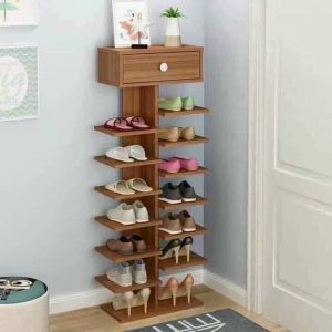 Kệ giá đựng giày 6 tầng 1 ngăn kéo. Gỗ MDF phủ melatium chống thấm cao cấp