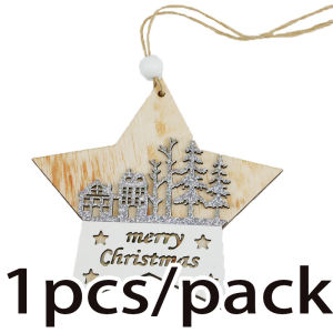 (1 piece/bag) Size 10.9-11.9CM Christmas Double layer Splicing Wooden Pendant Christmas Tree Matching Design