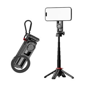 ZAVREN 4 in 1 Magnetic Selfie Stick Tripod Mini Pocket Phone Stand Extendable Grip Handle with Wireless Remote