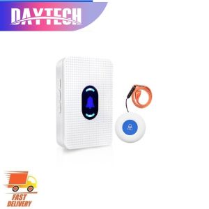 Local fast shipping Daytech Elderly Calling System Wireless Caregiver Pager System Call Button for Elderly Alert Panic Button for Patient/Seniors/Home Personal Nurse Call Button Hot Sale