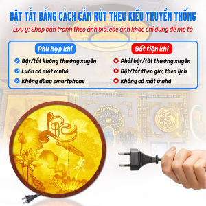Đèn Hào Quang Trúc Chỉ In Hoa Sen Chữ Phúc Trang Trí Bàn Thờ Treo Tượng Phật TC-HQ-153