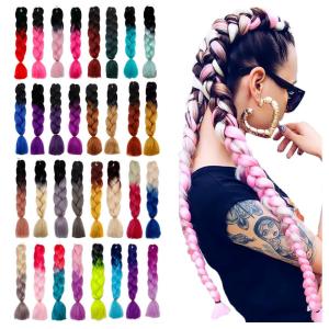JM 32 Styles 60CM Kanekalon Ombre Braiding Synthetic Jumbo Braiding Crochet Hair Extension Black Gray Purple Blue Green Pink