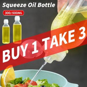 500ML Oil Bottle Kitchen Spray Bottle Condiment Squeeze Bottles Cooking Baking Hot Sauces BBQ