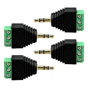 4pcs 3.5mm Balun Male To Screw Terminals Female Adapter Easy to Use for Microphones & Earphones without Soldering