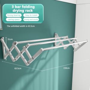 Jemuran Baju Dinding Stainless Steel Pakaian Single Jemuran Lipat Stainless Steel Rak Jemuran 80 100 120 150