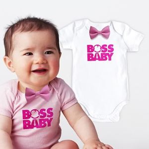 Boss Baby Girl Onesie with pink bow 0-12 months Cotton Infant Frogsuit Baby Onesies PH