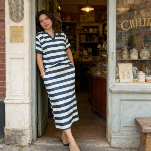 Qiqi Plus Size For Women Terno Blouse And Skirt Stripes Suit 2316