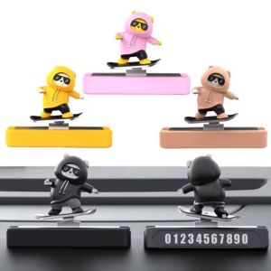 Car Center Console Ornaments Mini Skateboard Bear Car Decoration Interior Accessories Cute Doll Car Dashboard Decoration Multi