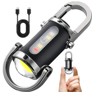 Keychain Flashlights Rechargeable 800 Lumens EDC Mini Flashlights with 7 Light Modes COB Keychain Work Light Flashlights for Walking Searching and Hiking