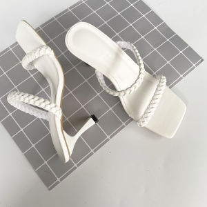 Guốc cao gót nữ đế vuông đẹp dáng dép sandal cao 7p 2 quai ngang tết bính S003