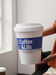 FFBH Creative Coffee Cup Wastebasket Bedroom Trash Can with Lid Living Room Trash Bin Luxury Large Capacity Home Hall Recycle Bin Q3P9R