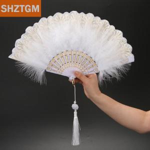 [COD] SHZTGM พัดขนนกแบบโลลิต้าพับได้สไตล์ญี่ปุ่นสำหรับนางฟ้าแสนหวานสาวโกธิคสีดำพัดมือพร้อมจี้ของขวัญงานแต่งงานงานปาร์ตี้ตกแต่ง