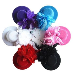 MIRELINA 13cm Kids Fascinators Hats Hair Accessories Feathers tail Hats Fashion Makeup Prom Headwear Hats Party