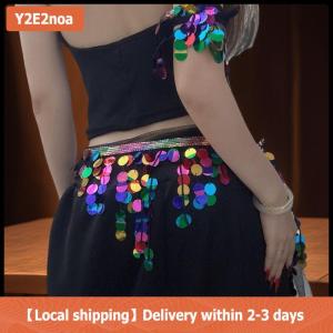 【Local shipping】 Fashion Sequins Tassels Waist Chain For Women Girls Belly Dancing Jazz Dance Hip Hop Belt Waist Accessories
