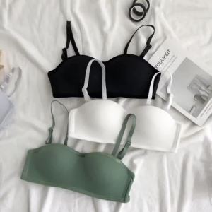 Korean INS Strapless Gathered With Strapless Non Slip Underwear Invisible Bra For Women Sale Without Steel Ring