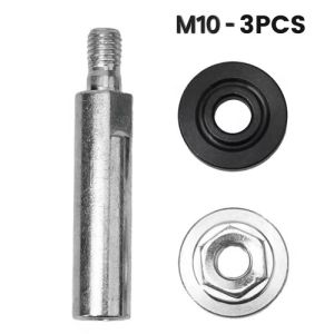 Bộ 3 Món Phụ Kiện Máy Mài Góc Gồm Thanh Nối Dài Trục Nối Với Đai Ốc Chuyển Đổi M10 Dùng Để Mở Rộng Góc Mài Và Đánh Bóng