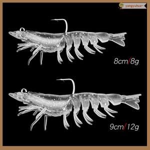 yangyuhua Pre-Rigged Fishing Jigs Super Durable TPE Bass Fishing Lures Well-Made Lifelike Soft Shrimp Crayfish Swimbait Weedless MarshSwamp Fishing Lure For Crappie Walleye