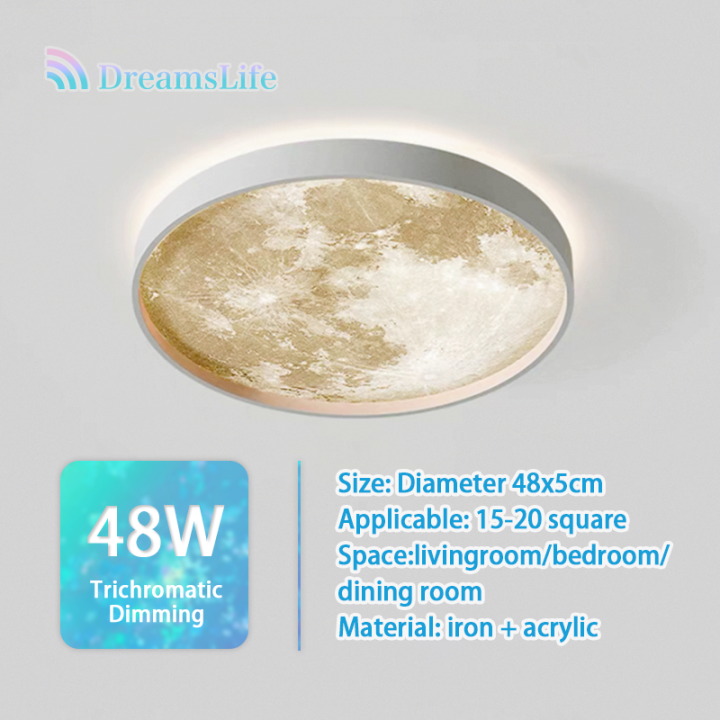 LED Moon M500401XX 50CM Trichromatic Dimming Ceiling Light For Bedroom ...
