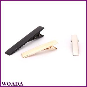 WOADA 100pcs Black Hairclips Single Prong Alligator Hairpin Blank Setting Hair Clips