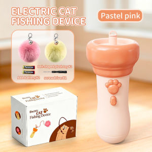 YOUYITIAOYU Automatic Electric Cat Teaser Toy Mainan Kucing Interaktif Retractable Rope Pom Pom Wand