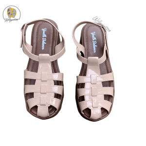 Sandal Wedges Wanita Terbaru Selop Motif Tali Belakang Kekinian Fashion Simpel Empuk