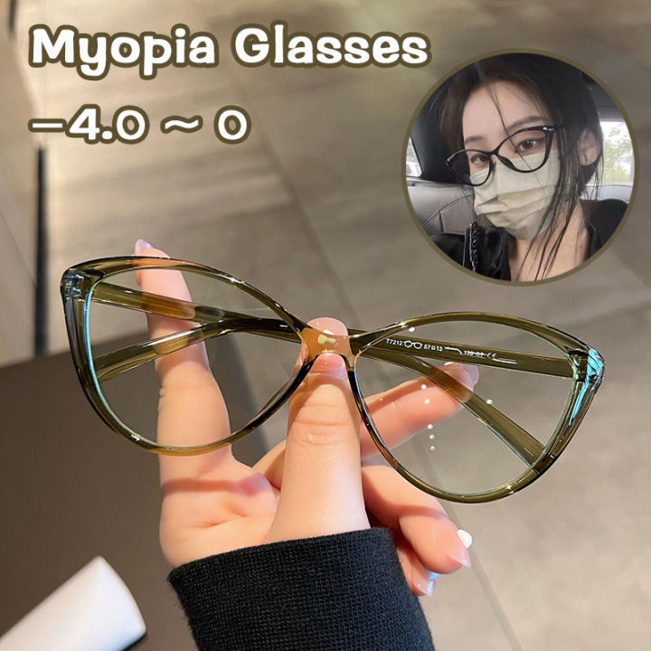 to Cat Eye Myopia Glasses for Women Retro Anti Blue Light