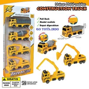 Diecast Set Truk Excavator Beko Eskavator Crane Dump Truck Molen isi 4 Model Edukasi - Mainan Koleksi Miniatur Minitaur Construction Vehicle Trucks Anak Cowok Edukatif