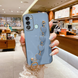 YBD Precise camera protection case for ITEL S17 P38 Vision 3 Casing Girly style plating Anti-drop cases with Cute love pattern bracelet