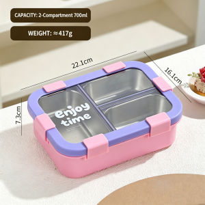 Enjoy Time 304 Stainless Steel Lunch Box Divided Compartment Leakproof Bento Box Student Outdoor Food Container