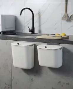 Kitchen Wall-mounted Trash Can Household Cabinet Door Bathroom Hanging Sliding Cover