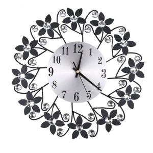 35cm European Style 3D Large Wall Clock Flower for Rhinestone Silent Living Room