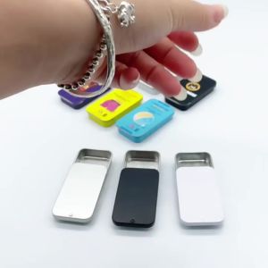 PL Kaleidoscope Metal Rectangular Empty Mini Tin Box Tinplate Push Candy Pill Cases Storage Box Nice